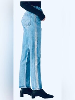 Levi's 501 Light Blue Straight-Leg Jeans with Silver Side Stripes NWOT sz 30x30!